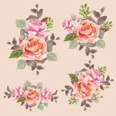 Dekokissen Floral Bouquet With Love Blooming Concept Design Watercolor Illustration_2 © Yela