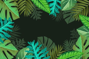 Gradient Tropical Leaves Background