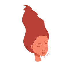 Woman's face with needles. Acupuncture vector flat deisgn illustration.