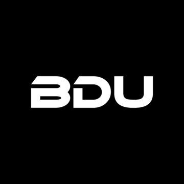 BDU letter logo design with black background in illustrator, vector logo modern alphabet font overlap style. calligraphy designs for logo, Poster, Invitation, etc.