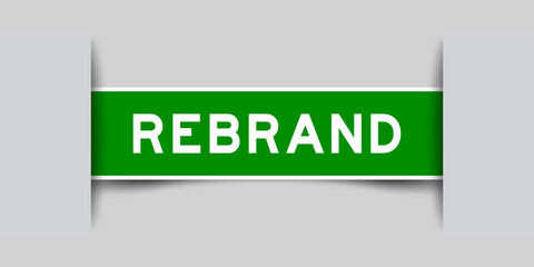 Label sticker green color in word rebrand that inserted in gray background