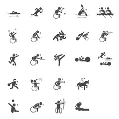para Summer sports pictogram Black No frame set,SVG