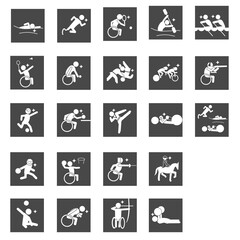 para Summer sports pictogram Black square frame set パラ スポーツ ピクトグラム 黒 四角枠,SVG 