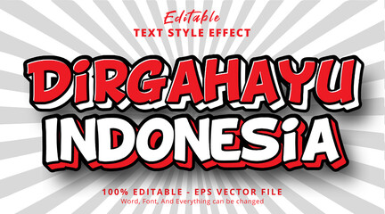 Editable text effect, Indonesia Independence day on comic style effect