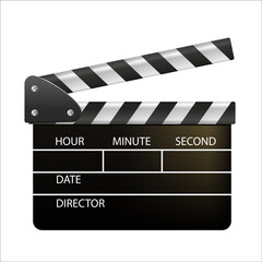 Fototapeta premium Film clappers boards isolated on white background. Blank movie clapper cinema. Vector movie clapper board EPS .