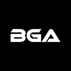 BGA letter logo design with black background in illustrator, vector logo modern alphabet font overlap style. calligraphy designs for logo, Poster, Invitation, etc.