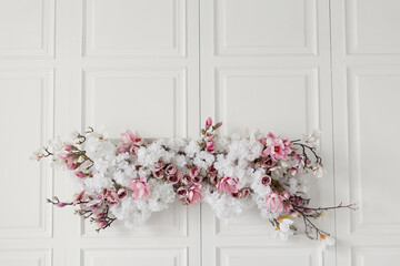 Flower wall decoration on white background