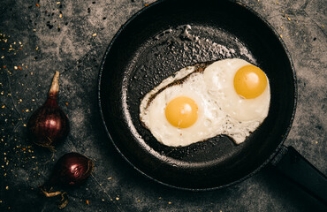 fried egg in a frying pan