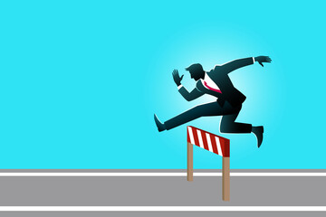 Illustration Business Concept Businessman Jumping Hurdle