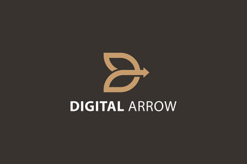 Letter D brown color direction arrow business logo