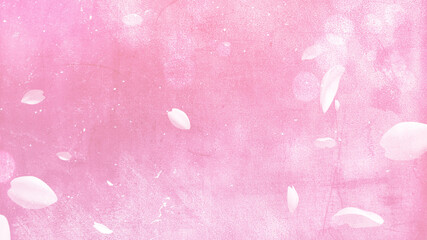 舞い散る桜のような花びらと、淡い水彩風の壁紙のイメージ画像