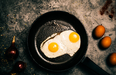 fried egg in a frying pan