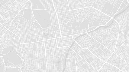 White and light grey Sapporo City area vector background map, streets and water cartography illustration.