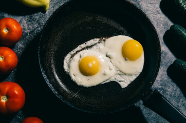 fried egg in a frying pan