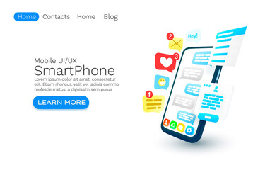 Mobile email message, chat internet, web site banner design. Vector