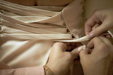 Lacing up wedding dress