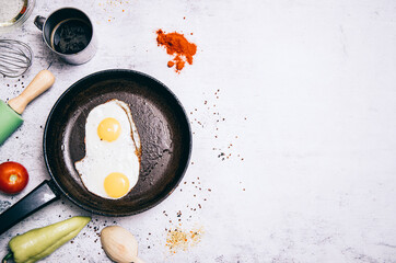 fried eggs on a frying pan