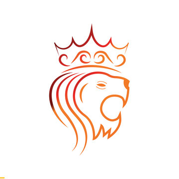 Lion Line Art Vector Logo Template for Business and Company
