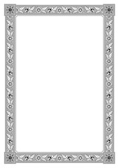 Rectangular framework. Persian floral style. A3, A4 page sizes. Black, gray and white colors.