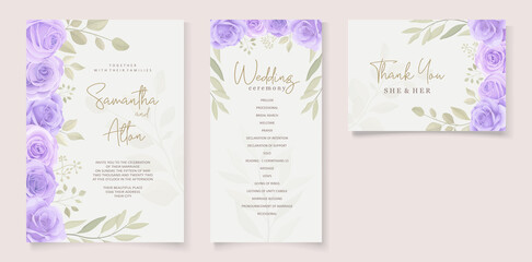 Fototapeta na wymiar Set Beautiful Soft Color Floral Wedding Invitation Template_3