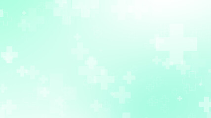 Medical green blue cross pattern healthcare background.
