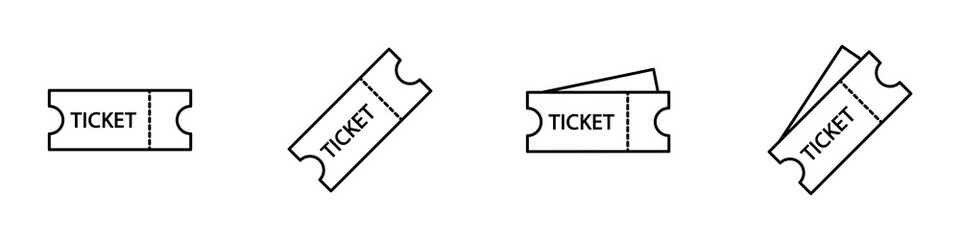 Conjunto de icono de boleto o billete. Concepto de tique de entrada. Ilustración vectorial - obrazy, fototapety, plakaty