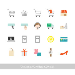 Online shopping illustration icon set (white background, vector, cut out)