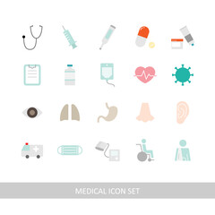 Medical illustration icon set (white background, vector, cut out)