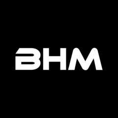 BHM letter logo design with black background in illustrator, vector logo modern alphabet font overlap style. calligraphy designs for logo, Poster, Invitation, etc.