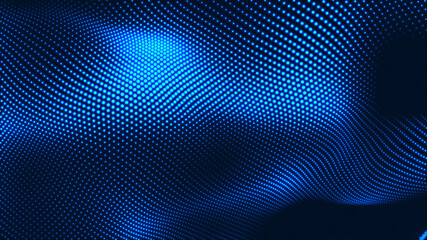 Dot white blue wave light screen gradient texture background. Abstract  technology big data digital background. 3d rendering.