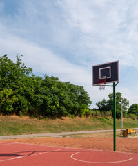 Small village in Romania basketball court yard