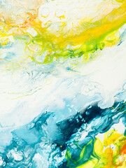 Abstract creative colorful hand painted background, fluid art, marble texture, abstract ocean, acrylic painting on canvas.