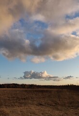 dramatic clouds over the winter field