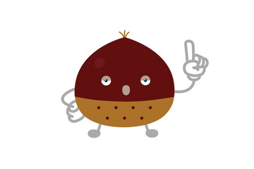 指差しするシンプルでかわいい栗のキャラクターのベクターイラスト
