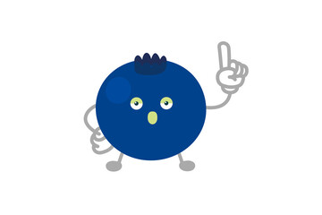 指差しするシンプルでかわいいブルーベリーのキャラクターのベクターイラスト