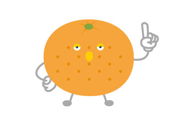 指差しするシンプルでかわいいミカンのキャラクターのベクターイラスト