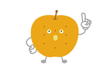 指差しするシンプルでかわいい梨のキャラクターのベクターイラスト