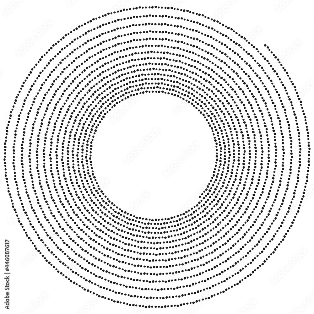 Poster dotted spiral shape. isolated coil in vector.