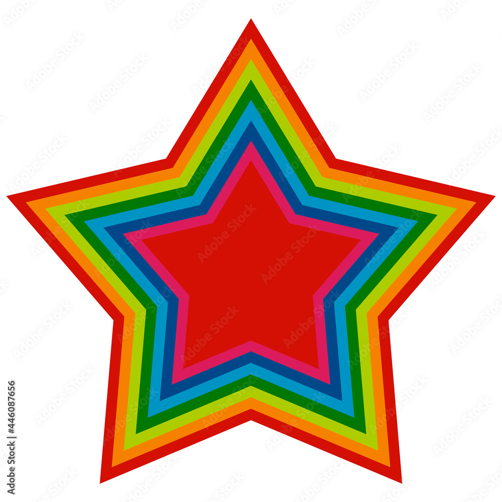 Poster rainbow star. vector simple striped minimal isolated star.