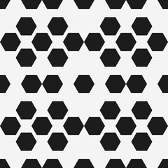 Black hexagons wallpaper. Seamless shapes pattern. Vector.