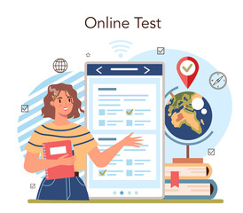 Geography class online service or platform. Studying the lands, features