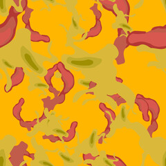 UFO camouflage of various shades of orange, red and green colors