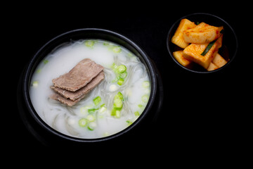 Korean food beef leg bone soup which is called Sullungtang