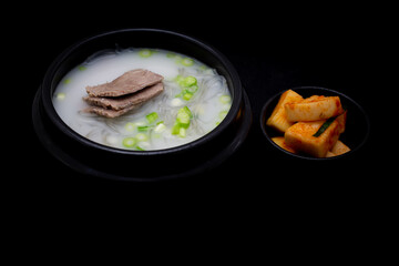 Korean food beef leg bone soup which is called Sullungtang