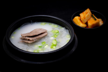 Korean food beef leg bone soup which is called Sullungtang