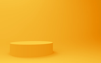 Abstract 3d yellow color cylinder podium minimal studio background.