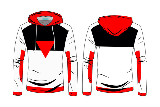 hood jacket coat template. sweatshirt casual clothes with cotton and  Long sleeve for sports walking.  Fashion technical sketch hoodie with Track front and back view.