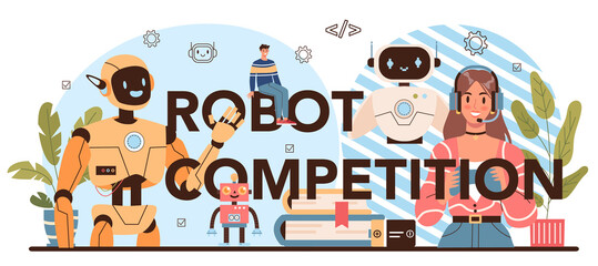 Robotic competition typographic header. Robotics school course