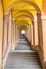 Fototapeta na wymiar The very long arcades that lead from the center of Bologna to the Sanctuary of the Madonna of San Luca