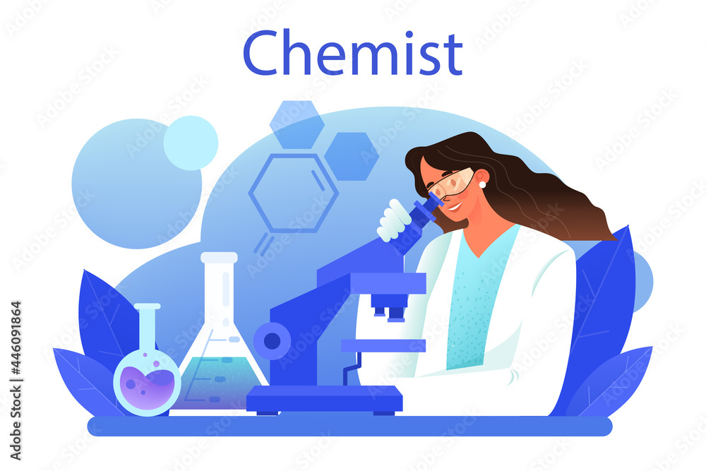 Poster chemist concept. chemistry scientist doing an experiment in the laboratory.
